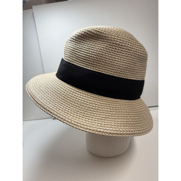 Eric Javits Squishee Classic Fedora Hat In Cream & Black Band New - Picture 5 of 11
